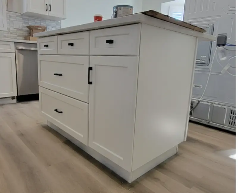 Kitchen cabinet painting services in Red Deer for a modern home renovation.
